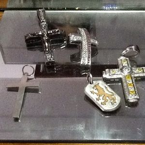 5 pc jeweled pendants cross/medieval